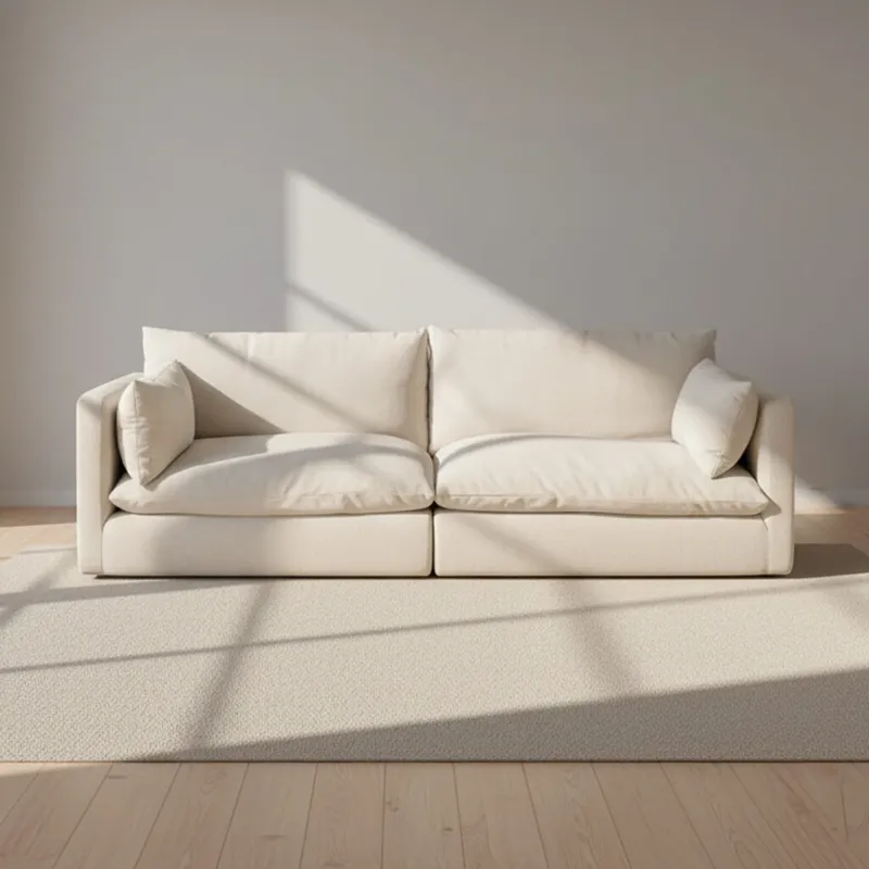 Sofá C/fundas Desmontables 3 Cuerpos Tela Natural-beige La Jola Crudo en Blanco - Sillones y sofás, Uruguay | Divino