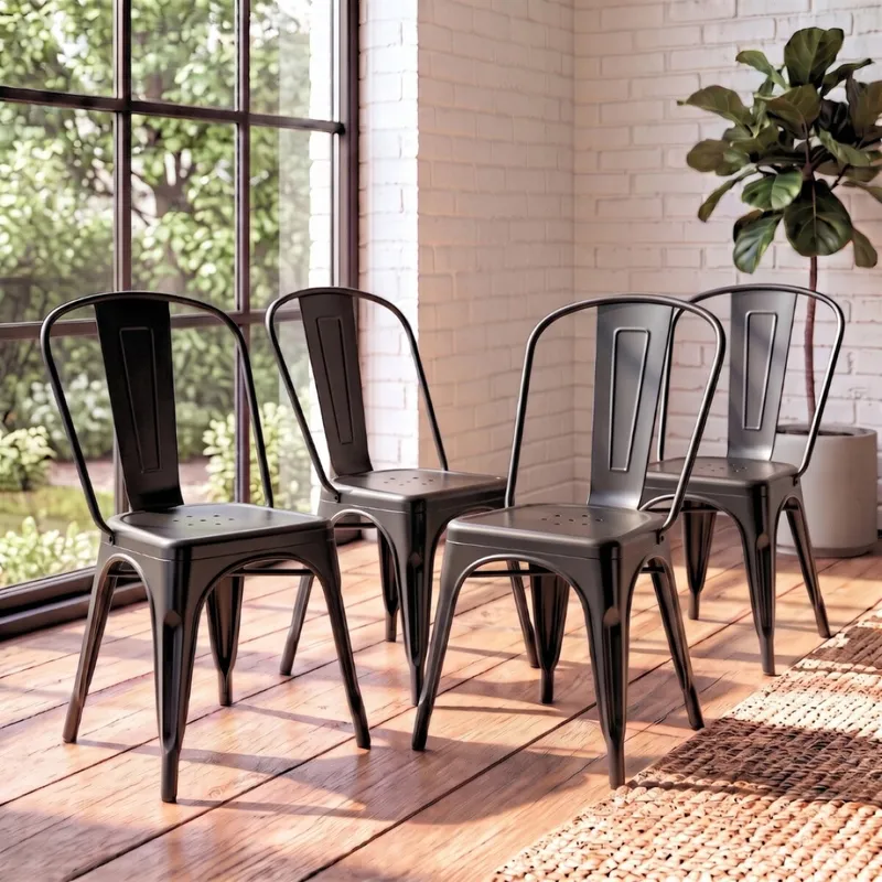Silla Tolix Pack 4 unidades Metálica - Negro en Negro - Sillas, Uruguay | Rústico Hogar