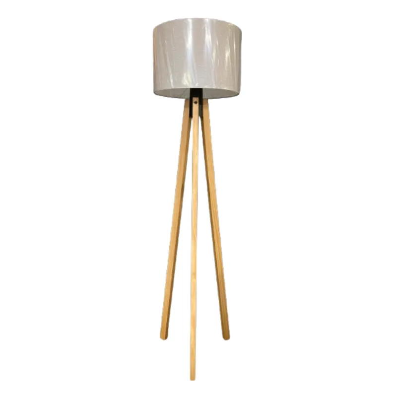 Lámpara de Pie Apollo con Pantalla Lino Beige en Madera natural - Lámparas de pie, Uruguay | Berna home