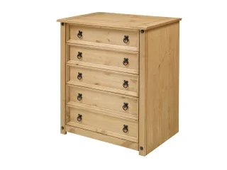Comoda 5 cajones Cera/Blanco LINEA CORONA MADERA en BLANCO CERA - Cómodas, Uruguay | Quesal, vista 5