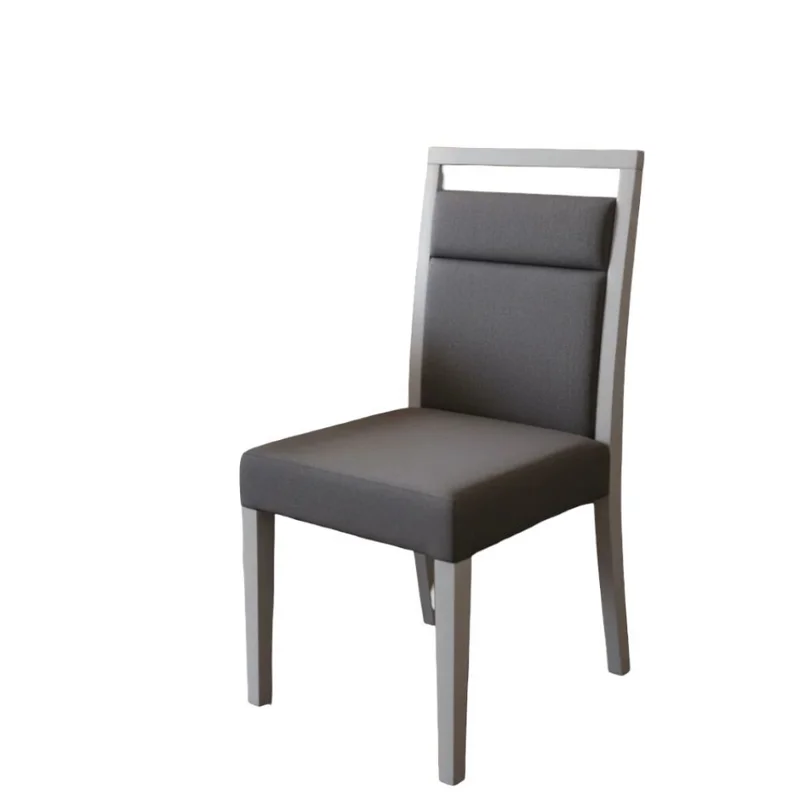SILLA EN MADERA LACA BLANCA - TAPIZADA TELA GRIS en Multicolor - Sillas, Uruguay | Champagne Home, vista 3