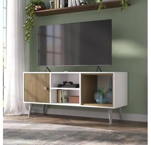 Rack para tv 42 con 1 puerta en Blanco/Avena - Muebles para TV, Uruguay | Que Sal Muebleria