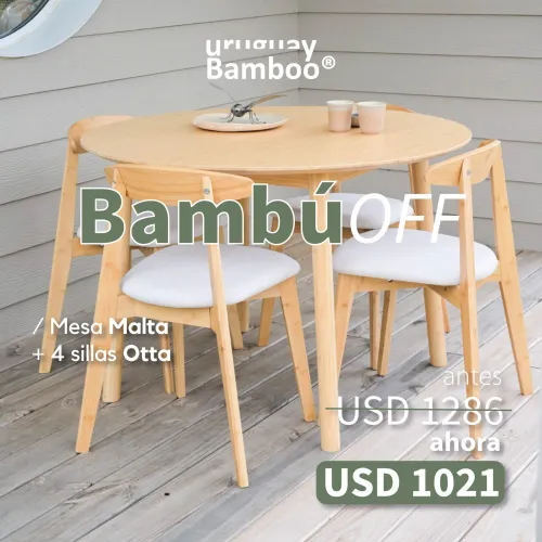 Mesa Malta + 4 sillas Otta - Muebles, Uruguay | Uruguay Bamboo