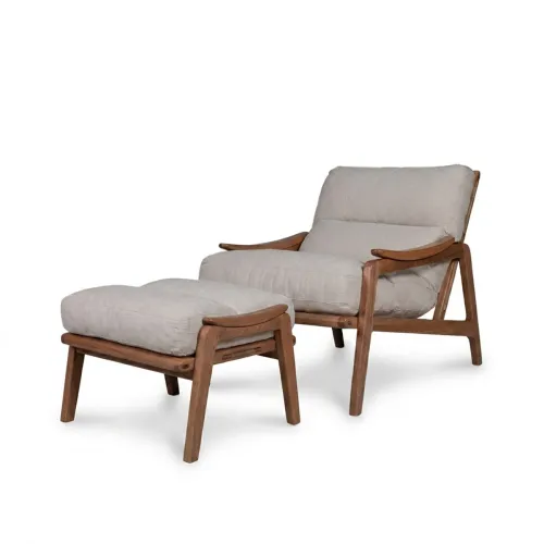 Butaca con Puff Brazia - Tela Rústica - 218-G2 (Cruda) en Beige - Butacas, banquetas y puffs, Uruguay | NYR