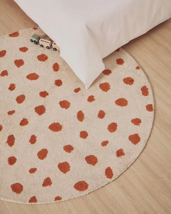 Alfombra redonda Tandani de algodón beige - con diseño de guepardo naranja Ø 100 cm en Beige - Alfombras, Uruguay | Kavehome, vista 2
