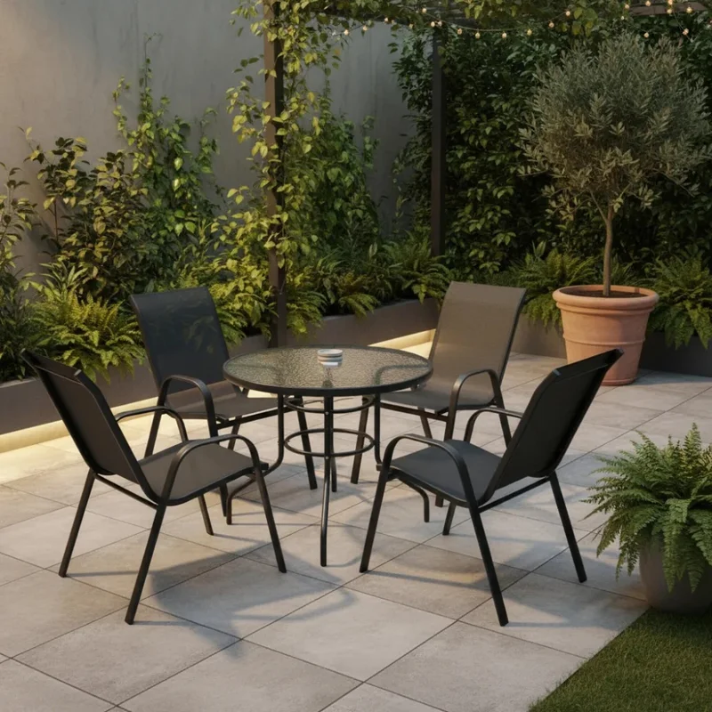 JUEGO DE JARDIN REDONDO CON 4 SILLAS en Gris - Muebles para el exterior, Uruguay | Alfa Ventas, vista 3