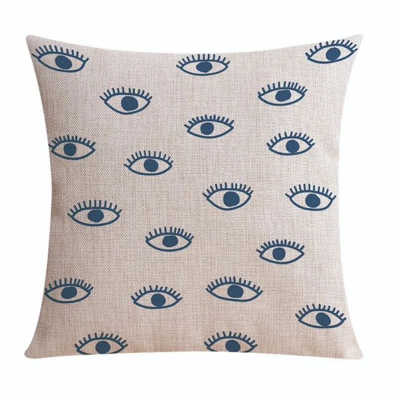 ALMOHADÓN CON RELLENO OJO TURCO CRUDO Y AZUL en Azul - Textiles, Uruguay | Champagne Home