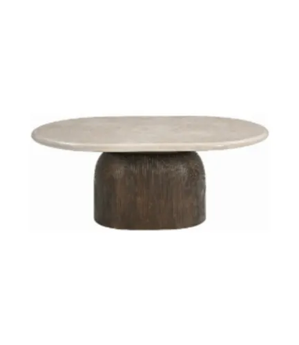 MESA LIVING VERONA OVAL MADERA Y MARMOL BOTTOCINO 90X60X40 - Mesas de living, Uruguay | Masinfinito Casa