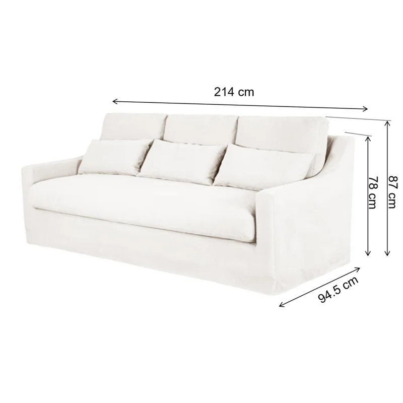 Sofá 3 Cuerpos Tela Natural-beige Singapur Crudo en Blanco - Sillones y sofás, Uruguay | Divino, vista 6