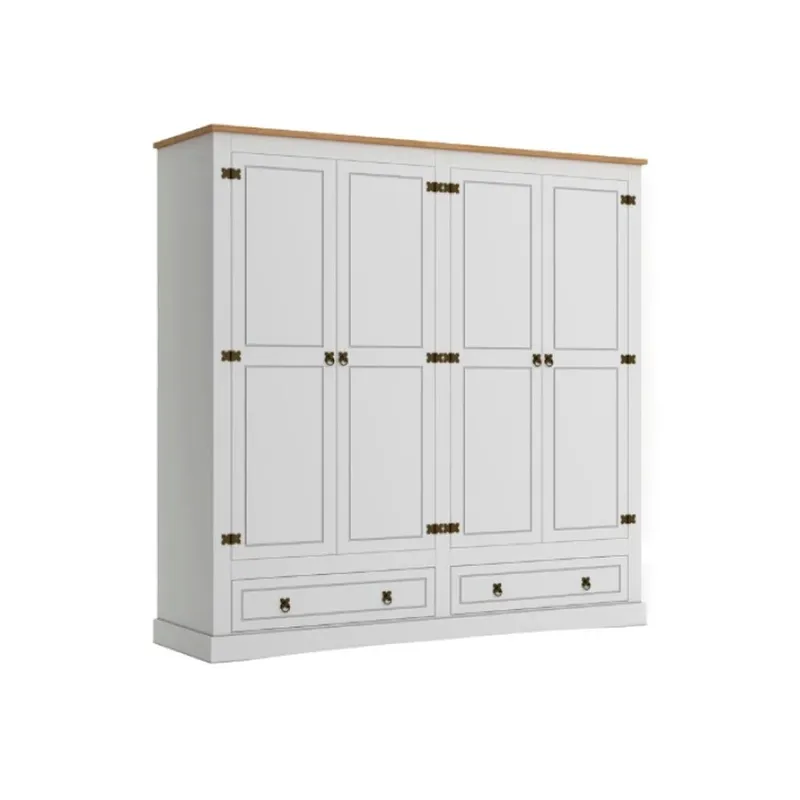 Ropero 4 Puertas - Madera Maciza - Línea Monterrey - Blanco - Roperos y placares, Uruguay | Ecowood