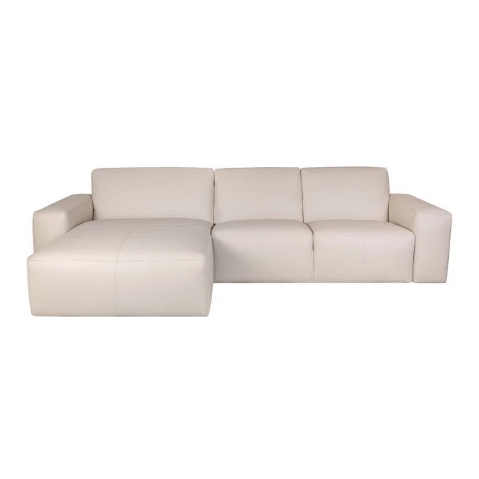 Sofa Con Chaise Más De 4 Cuerpos Cuero-y-madera Natural-beige Loft Arena en Beige - Sillones y sofás, Uruguay | Divino, vista 2