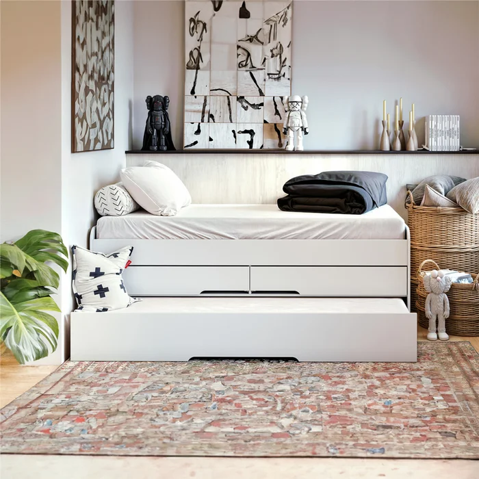 Cama marinera - Juliette - 2 cajones - 1 Plaza - Blanco en Blanco - Dormitorio, Uruguay | Nyr, vista 2