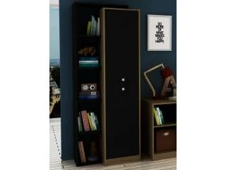 Biblioteca con repisa y 2 puertas Nogal/Negro en avena/blanco, avena/negro, negro/rojo, negro/azul, negro/verde - Bibliotecas, Uruguay | Quesal, vista 2