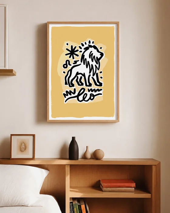 Leo - Cuadro Signo del Zodíaco en Amarillo - Láminas, Uruguay | Kiosko de Mar