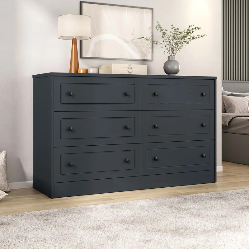 Cómoda 6 Cajones Mdf Gris Americano Plus en Gris - Cómodas, Uruguay | Divino, vista 3