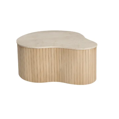 MESA LIVING VERONA ORGANICA MADERA Y MARMOL BOTTOCINO en Madera natural - Mesas de living, Uruguay | Masinfinito Casa