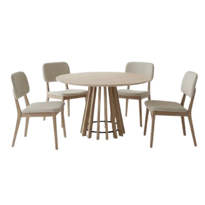 Juego de Comedor Mesa Redonda Pipa 110 cm + 4 Sillas Classic - Olmo - Sillas, Uruguay | Berna home