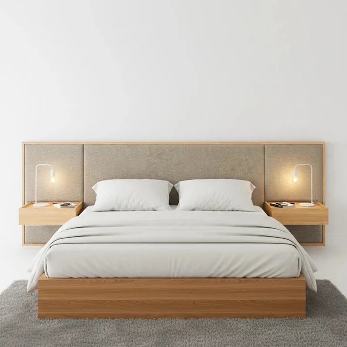 Respaldo King con mesa de luz Tapizado Full - Nordik - Text Frizz en Beige - Respaldos de cama, Uruguay | Ecowood, vista 2