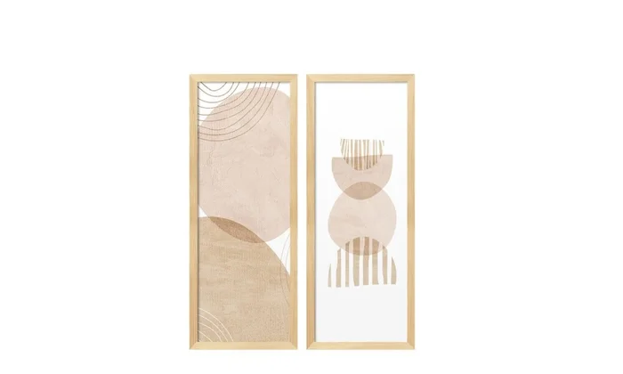 Set x 2 Láminas con Marco de Madera en Madera natural - Decoración de pared, Uruguay | Finkel