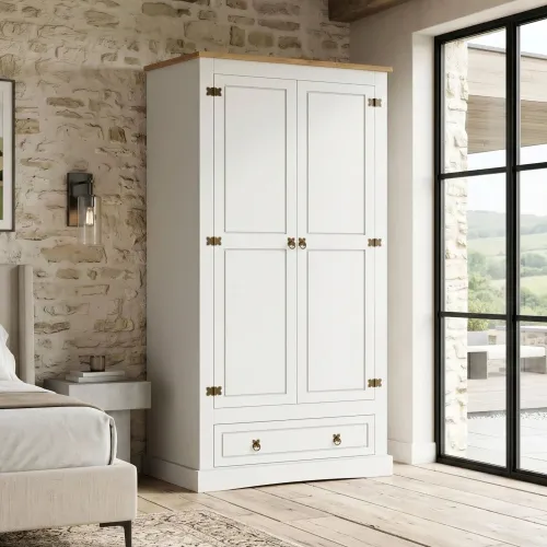 Ropero 2 puertas - Línea Monterrey - Blanco en Blanco - Roperos y placares, Uruguay | Ecowood