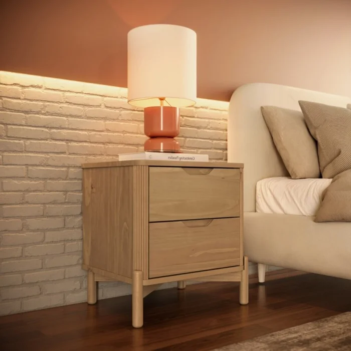 Mesa De Luz Nest 2 Cajones Tauri en Madera natural - Mesas de luz, Uruguay | Aihaus