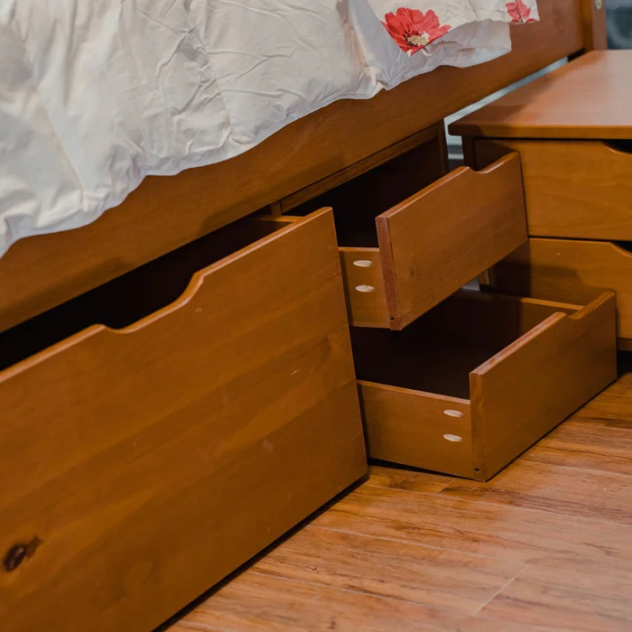 Cama Madera Maciza Con Cajones - Queen - Natural en Marrón - Dormitorio, Uruguay | Ecowood, vista 6