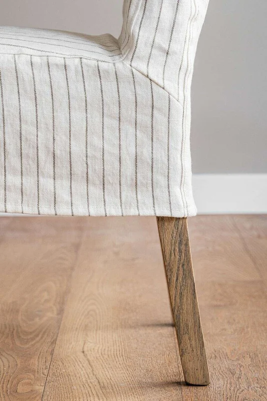 FUNDA SILLA AÑO 50 - LINO ALTO GRAMAJE RAYADO OFF WHITE en Blanco - Sillas, Uruguay | La Iberica, vista 5