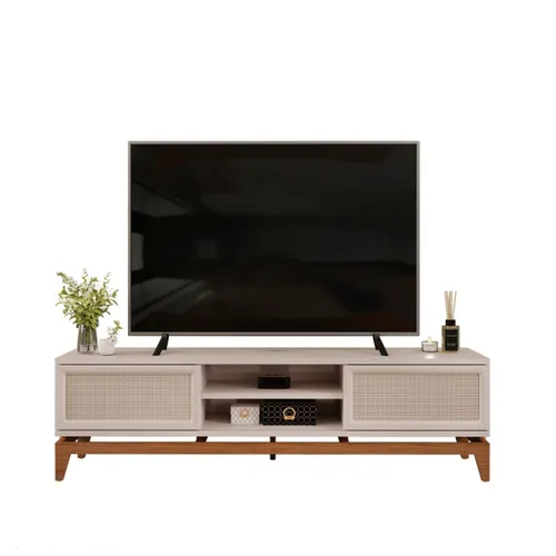 Rack Para Tv - 2 Puertas Corredizas - Cairo en Blanco - Muebles para TV, Uruguay | Rústico Hogar