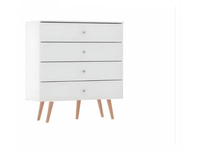 Comoda 4 cajones Retro Blanco en Blanco - Cómodas, Uruguay | Que Sal Muebleria