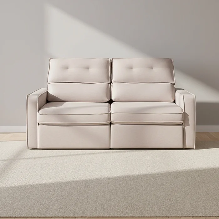 Sofa Retractil 2 Cuerpos Tela Natural-beige Ambar Beige en Beige - Sillones y sofás, Uruguay | Divino