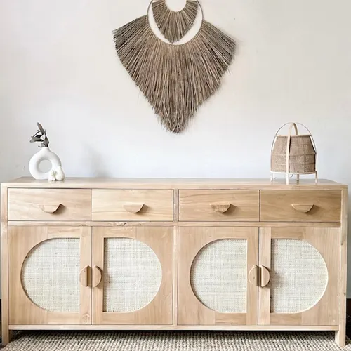 Aparador alacena con esterilla natural en Madera natural - Decoración, Uruguay | Decoramuss