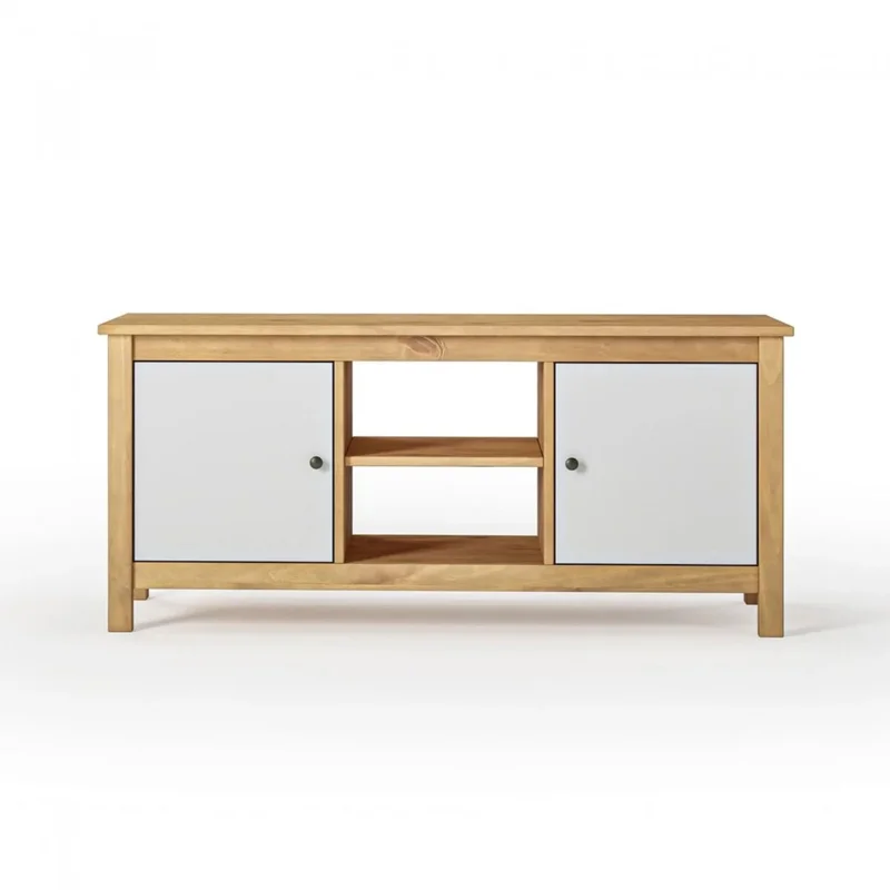 Rack para TV 2 Puertas - Mari - Blanco en Madera natural - Muebles para TV, Uruguay | Rústico Hogar, vista 3