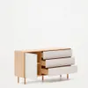 Aparador Anielle - 1 puerta y 3 cajones de madera maciza y chapa de fresno 150 x 78 cm en Off-white - Aparadores y recibidores, Uruguay | Kavehome, vista 9 de 10