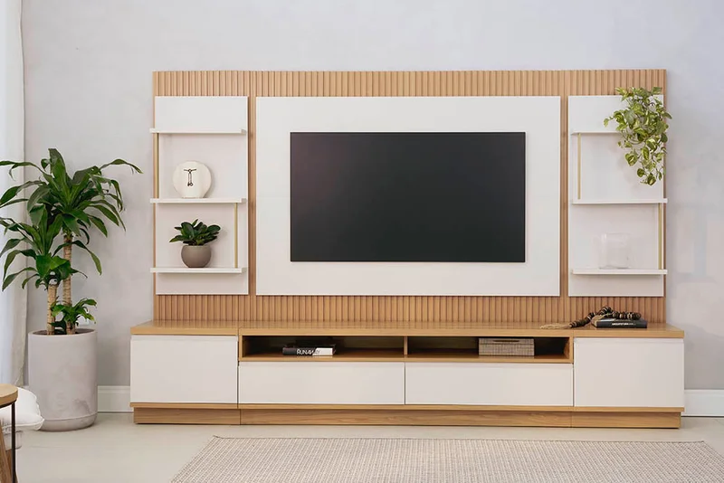 Rack con Panel Modular Sao Paulo Completo con Led MDF/MDP en Tauari - Muebles para TV, Uruguay | Balton, vista 12