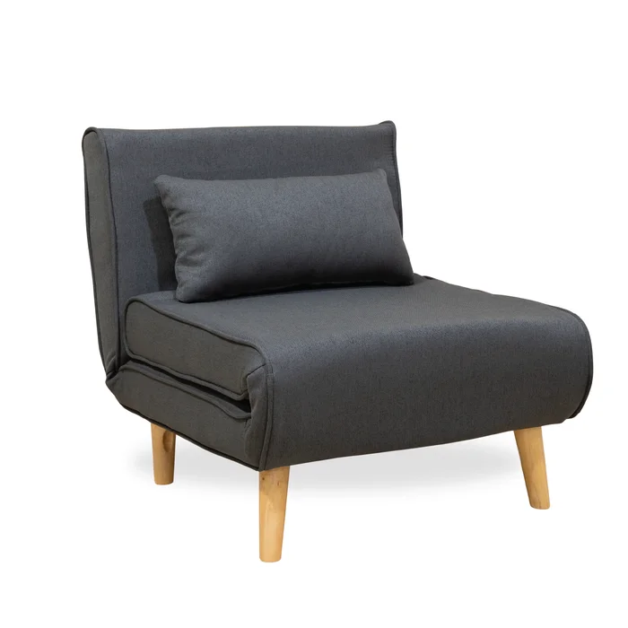 Sofa Cama 1 Plaza Plegable Patas De Madera Tapizado Tela en Gris - Sillones y sofás, Uruguay | Soy Hogar