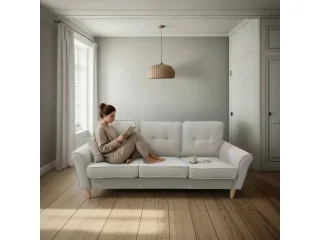Sofá 3 cuerpos Espuma y lino en Beige - Sillones y sofás, Uruguay | Que Sal Muebleria, vista 3