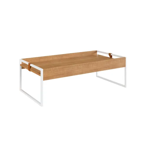 Mesa de Centro Columbia Rectangular Baja - Marrón Claro/Hierro Blanco - Mesas de living, Uruguay | Berna home