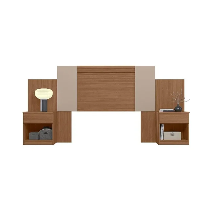 Respaldo Cabecera 2 Plazas Con Mesas De Luz 1 Cajon en Carvalho Fendi - Respaldos de cama, Uruguay | Muebles Express