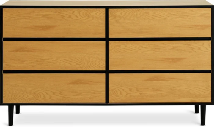 Cómoda ODENSE 3+3 cajones color roble/negro en Madera natural - Cómodas, Uruguay | JYSK, vista 2