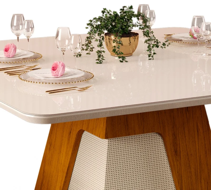 Mesa de Comedor Dala - Blanco/ Marron en Multicolor - Mesas de comedor, Uruguay | Rústico Hogar, vista 3