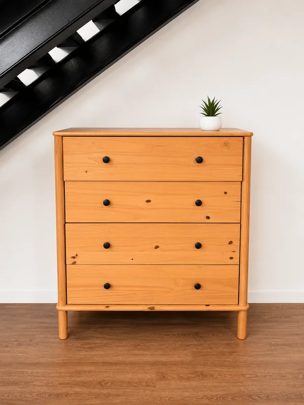 Comoda Apama 90CM 4 Cajones - Madera Maciza en Madera natural - Cómodas, Uruguay | Balton, vista 6