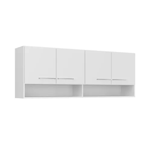 Mueble De Cocina Aereo Alto 4 Puertas 2 Estantes 100% Mdp Blanco en Blanco - Mesas de living, Uruguay | Soy Hogar