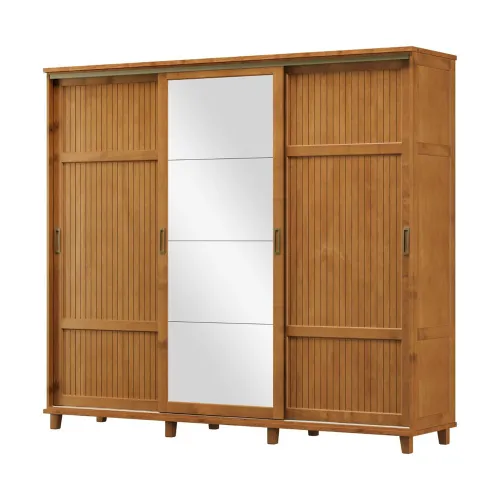 Ropero Placard 3 Puertas Corredizas Con Espejo 100% Madera - Sillas, Uruguay | Soy Hogar