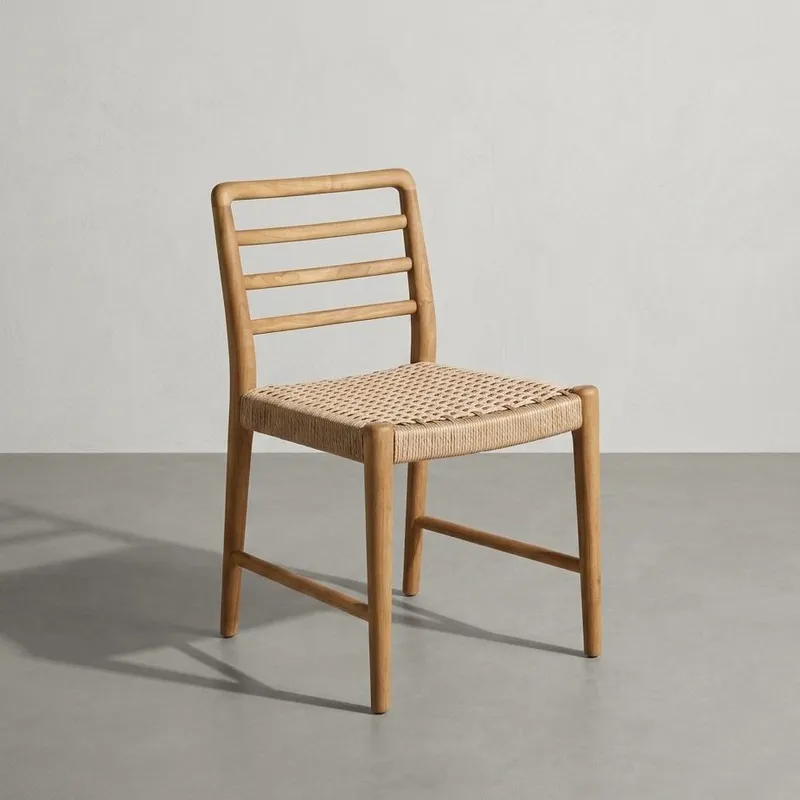 silla en madera teca y fibra loom en Madera natural - Sillas, Uruguay | Entrecasa