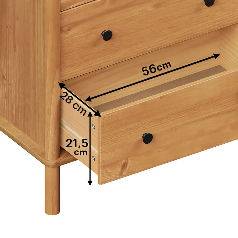 Comoda Apama 130CM 6 Cajones - Madera Maciza en Madera natural - Cómodas, Uruguay | Balton, vista 11