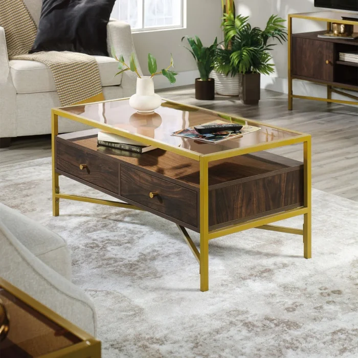 Mesa Ratona con Vidrio - Sauder en Marrón - Mesas de living, Uruguay | Ecowood, vista 2
