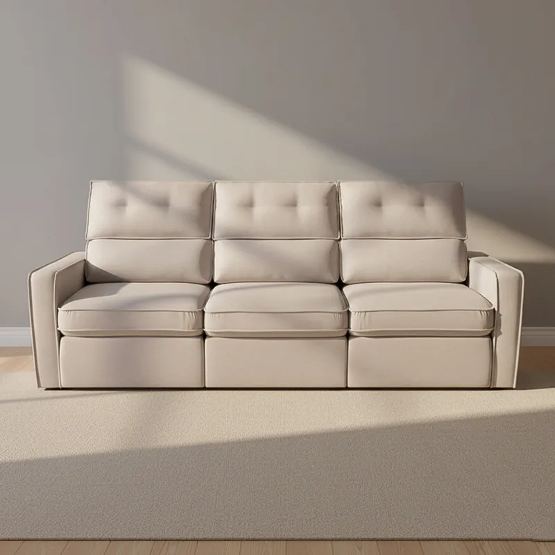 Sofa Retractil 3 Cuerpos Tela Natural-beige Ambar Beige en Beige - Sillones y sofás, Uruguay | Divino