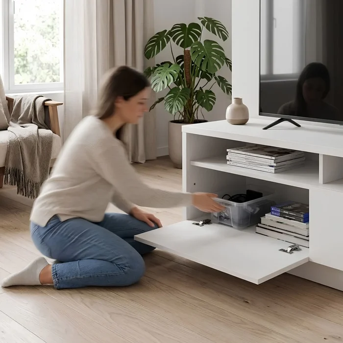 Rack de Tv 135 - Aspen - Blanco en Blanco - Muebles para TV, Uruguay | Rústico Hogar, vista 3