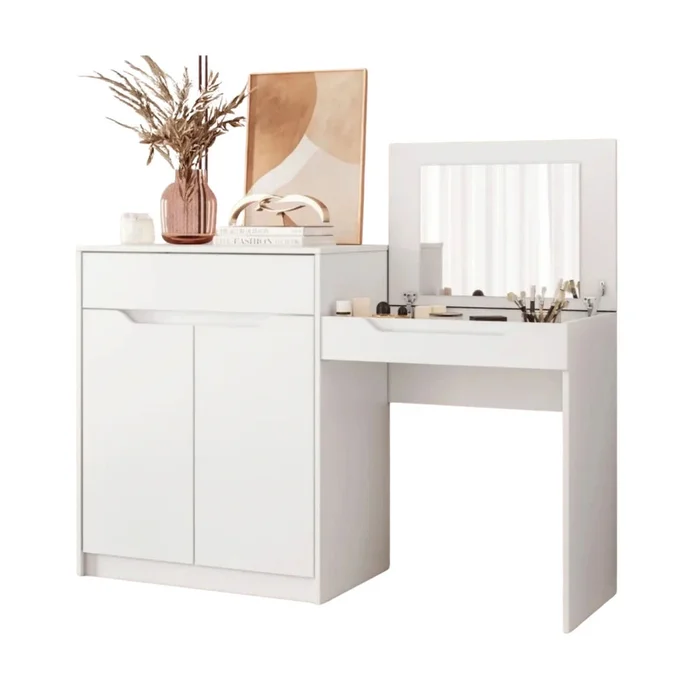 Escritorio Tocador 1 puerta 1 cajón - Trend - FIT - Blanco en Blanco - Escritorios, Uruguay | Ecowood, vista 2