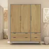Ropero Armario de 3 Puertas, Perchero y 4 Cajones en MDP - Madera - Línea Melilla - Cinza en Gris - Roperos y placares, Uruguay | Mulata, vista 1 de 9